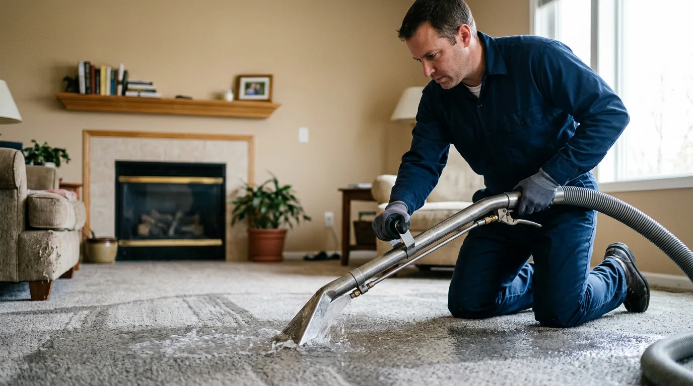 Water damage restoration technician working near Blairstown, MO